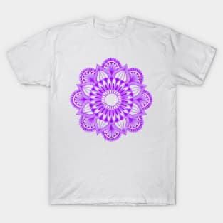 Flower Mandala (purple on white) T-Shirt